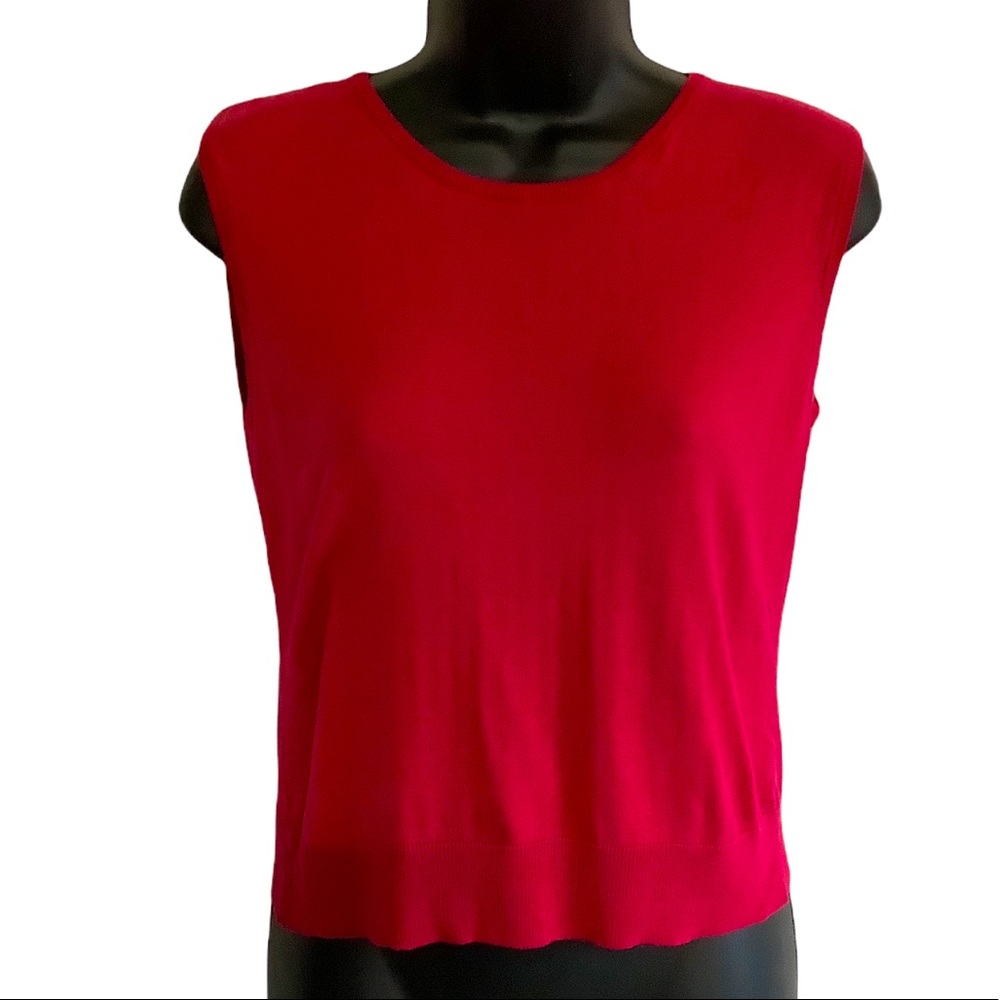 Studio M Petite Womens Red Silk Knit Tank PM